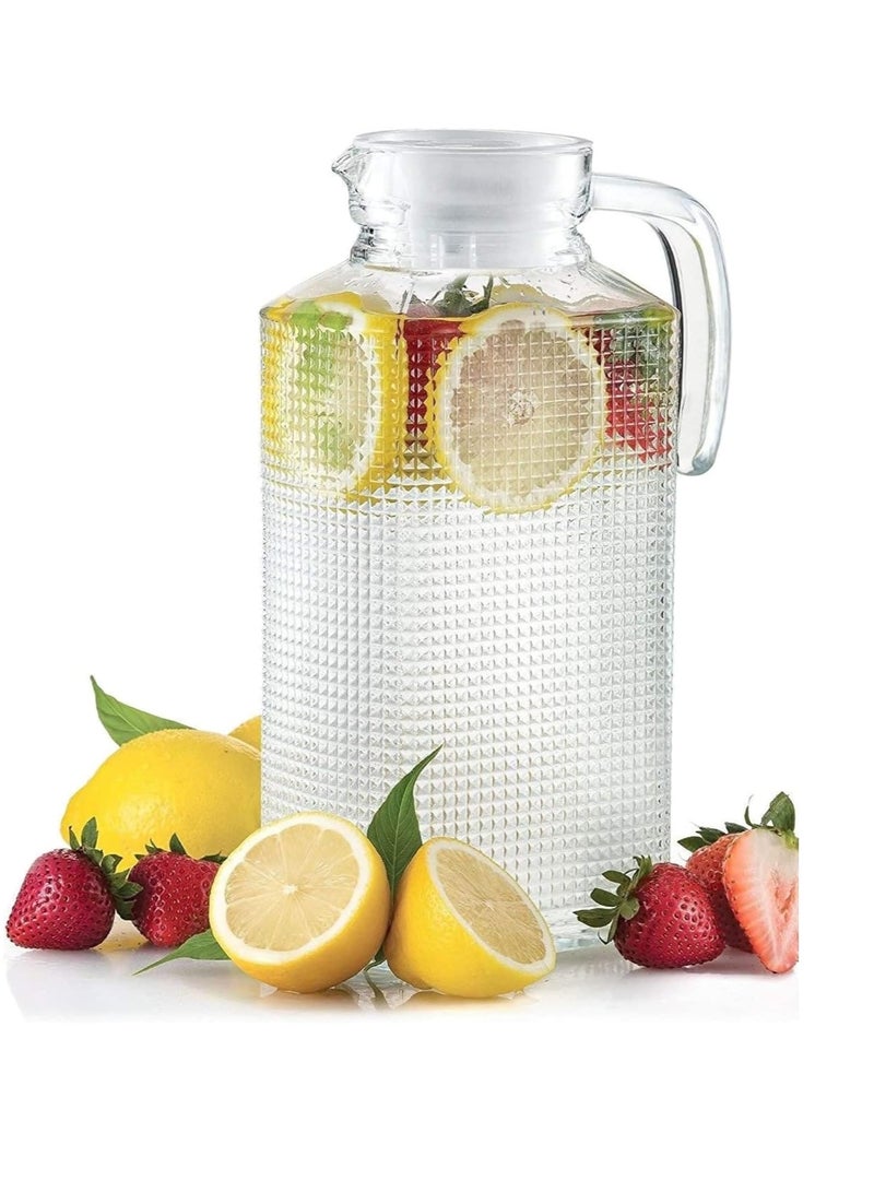 Circleware Frigo Decorative Glass Pitcher with Lid, Glass Water Pitcher for Beverages, Juice, Kombucha, and Cold Drinks, 68 oz, Clear - Image 2
