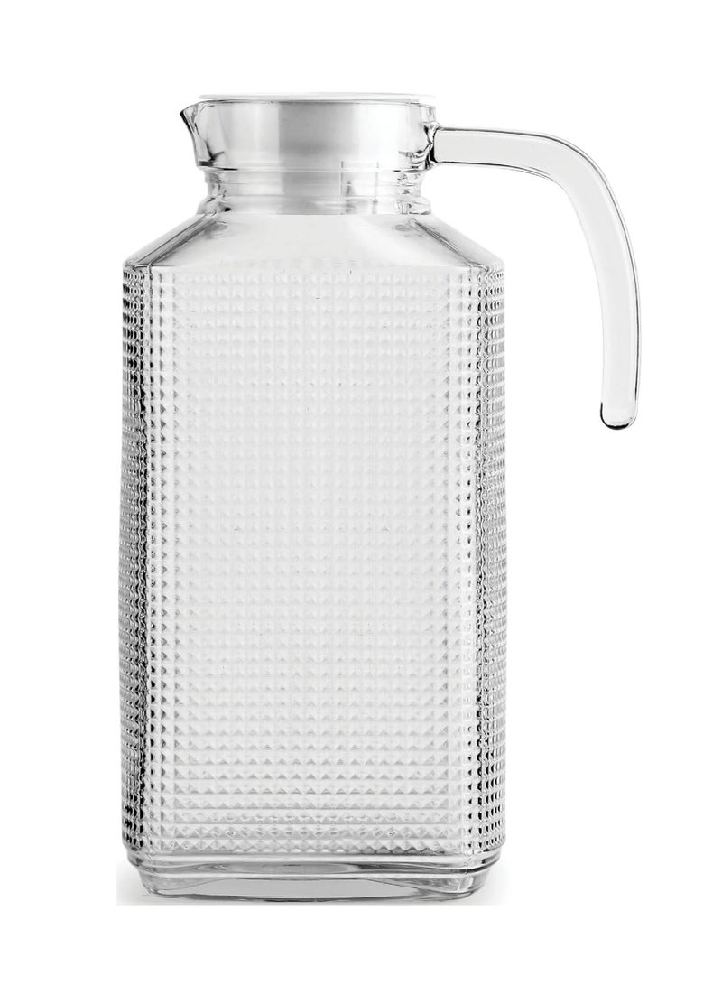 Circleware Frigo Decorative Glass Pitcher with Lid, Glass Water Pitcher for Beverages, Juice, Kombucha, and Cold Drinks, 68 oz, Clear - Image 1
