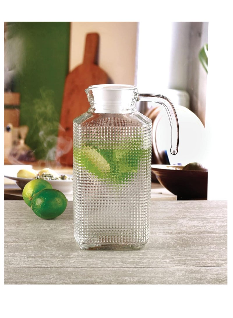 Circleware Frigo Decorative Glass Pitcher with Lid, Glass Water Pitcher for Beverages, Juice, Kombucha, and Cold Drinks, 68 oz, Clear - Image 4