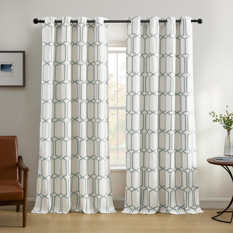 Elrene Home Fashions Kaiden Geometric Room-Darkening Window Curtain, Single Panel, 52" W x 84" L (1 Panel), Slate Blue - Image 1