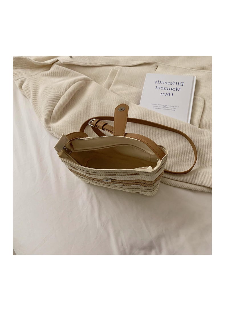 Zikra Straw Crossbody Bags for Women, Summer Straw Purse and Handbags, Hand-woven PomPom Straw Crossbody Bag Summer Beach Envelope Purse Wallet - Image 5