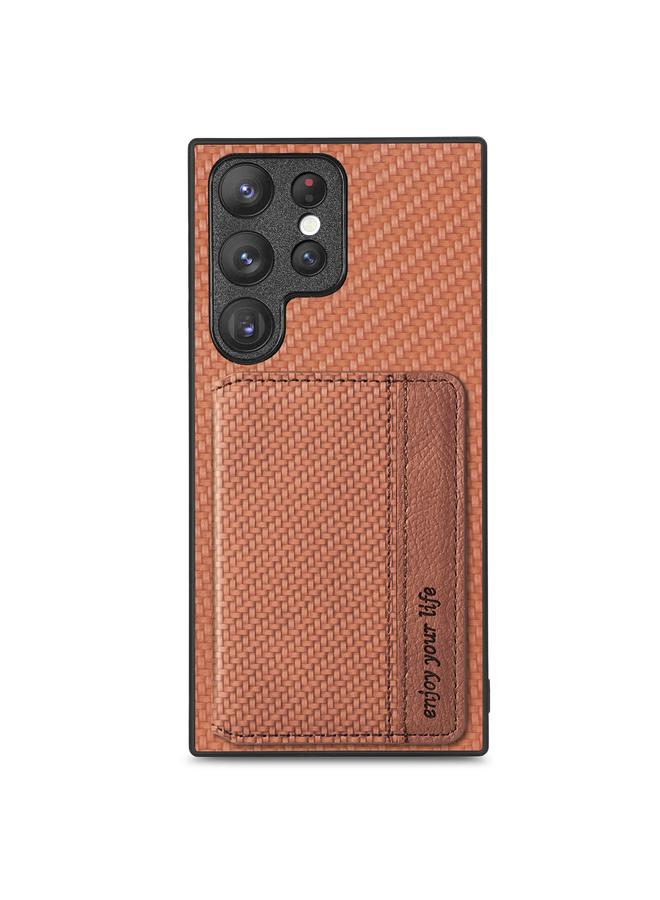 S-TOP Case For Samsung Galaxy S22 Ultra 5G Carbon Fiber Magnetic Card Wallet Bag Phone Case - Image 2
