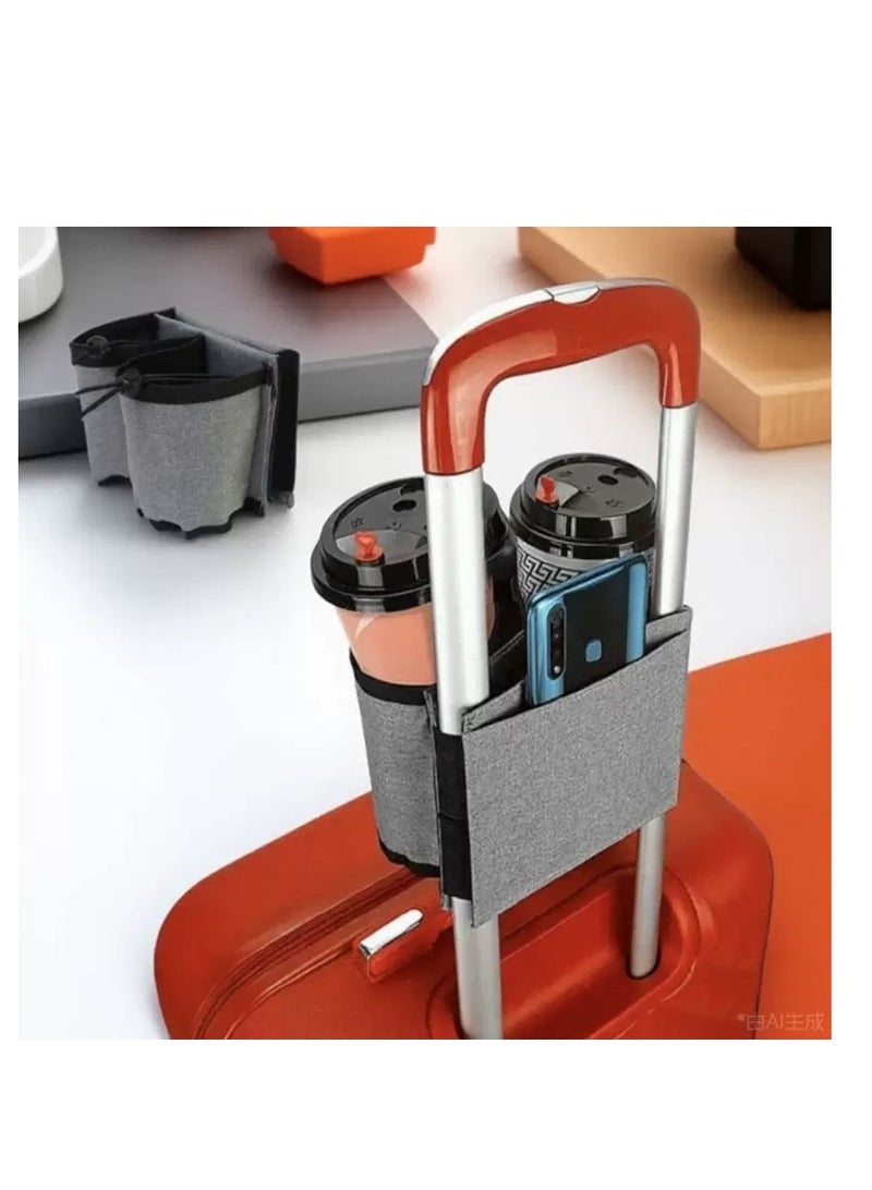 Luggage Cup Holder, Luggage Travel Cup Holder Luggage Drink Holder Gathering Two Coffee Mugs for Rolling Suitcase Small Travel Bag Cup Bag  - Image 3