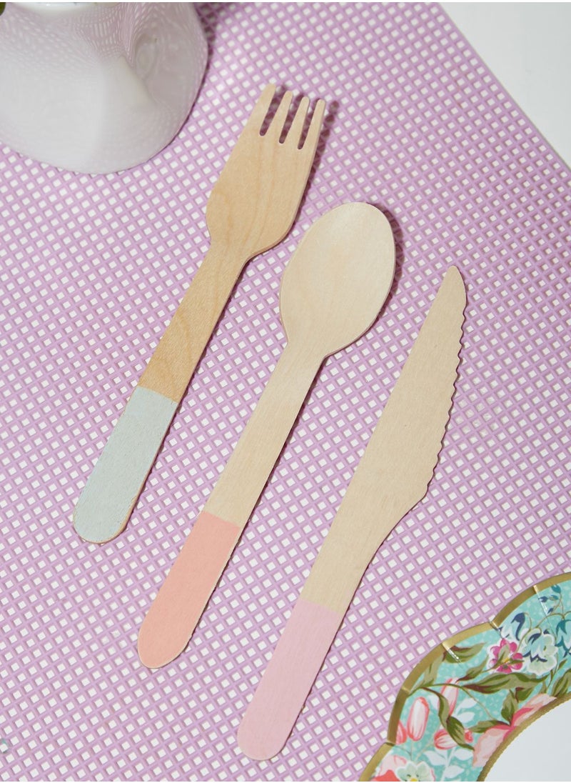 Talking Tables - We Heart Pastels Wooden Cutlery, 36Pk. - Image 1