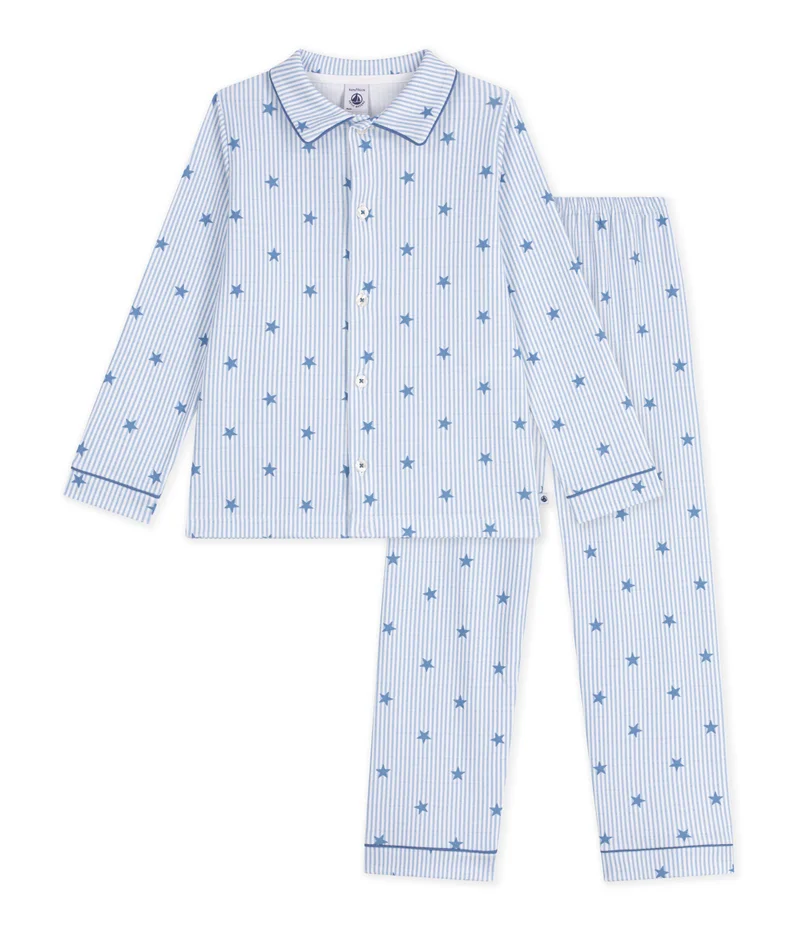 بيتي باتو Children's Buttoned Star Printed Cotton Pyjamas