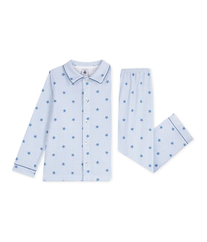 بيتي باتو Children's Buttoned Star Printed Cotton Pyjamas