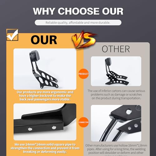 FATExpress Motorcycle Accessories Rebel CMX1100 CM1100 21-24, Rear Passenger Backrest Back Rest Cushion Seat Pad Detachable Sissy Bar Sissybar Adapter for CM 1100 CMX 2021 2022 2023 2024 - Image 4