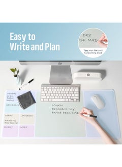 Loukin Erasable Dry Erase Desk Mat, Mouse Pad, Writing White Board, Non-Slip Desktop Protector For Office, Home, School (Includes 2 Wet Erase Markers & Cleaning Cloth) 32"X14"  - Image 3