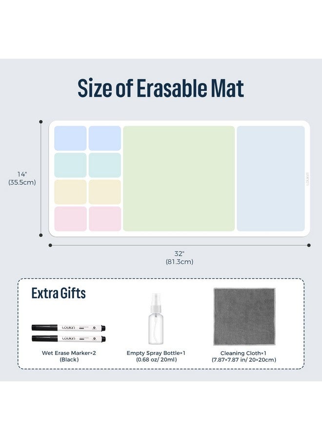 Loukin Erasable Dry Erase Desk Mat, Mouse Pad, Writing White Board, Non-Slip Desktop Protector For Office, Home, School (Includes 2 Wet Erase Markers & Cleaning Cloth) 32"X14" - Image 4