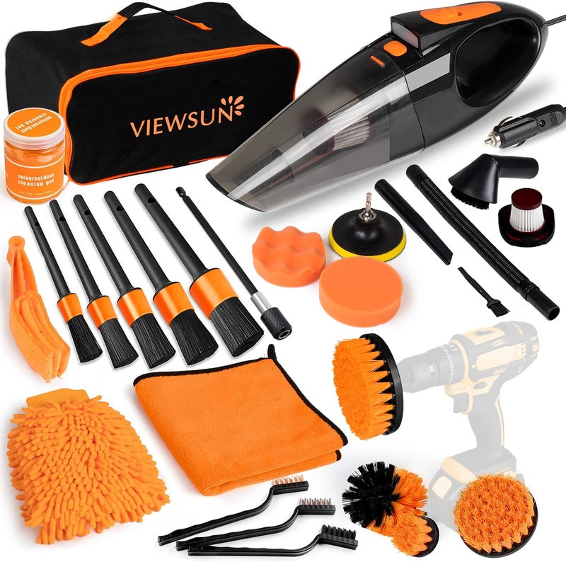 Viewsun 21PCS Car Cleaning Kit with High Power Handheld Vacuum and Detailing Brushes - Image 1