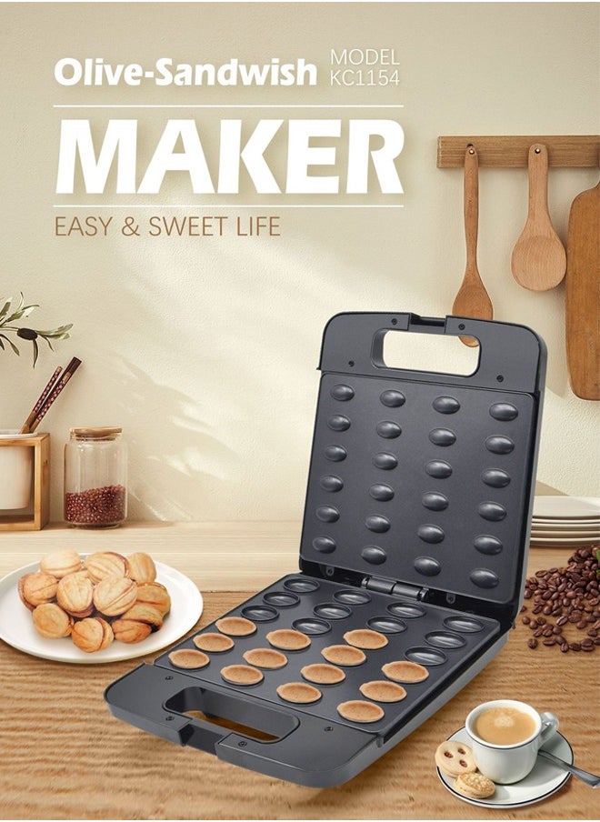 DSP Electric Walnut Cake Maker, Automatic Mini Nut Waffle,Non-Stick Doughnut Maker,Double-Sided Heating, Indicator Lights,Skid Resistant Feet,1400W KC1154  - Image 2