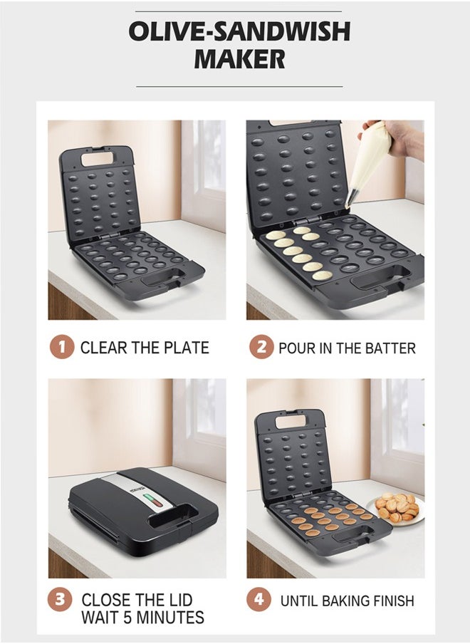 Electric Walnut Cake Maker, Automatic Mini Nut Waffle,Non-Stick Doughnut Maker,Double-Sided Heating, Indicator Lights,Skid Resistant Feet,1400W KC1154