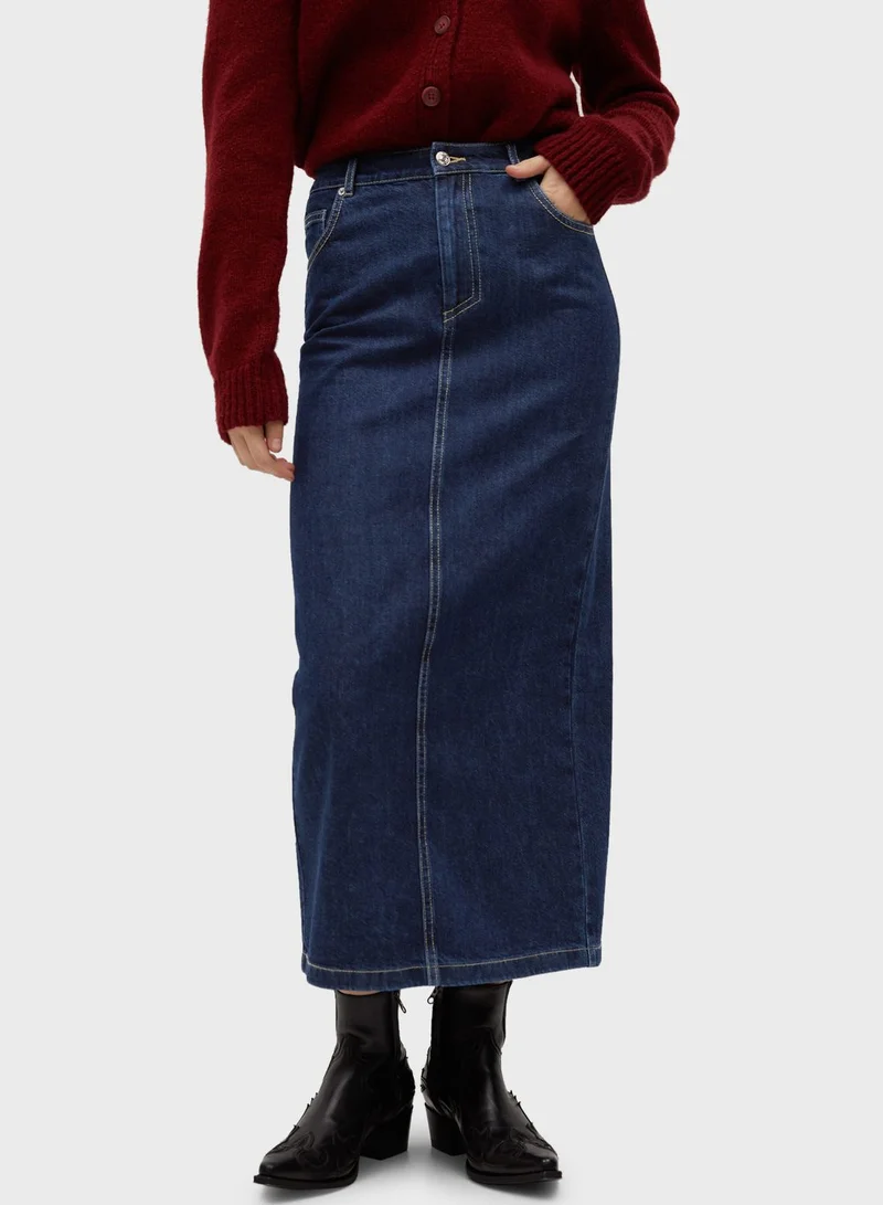 MANGO Seam Detail Denim Skirt