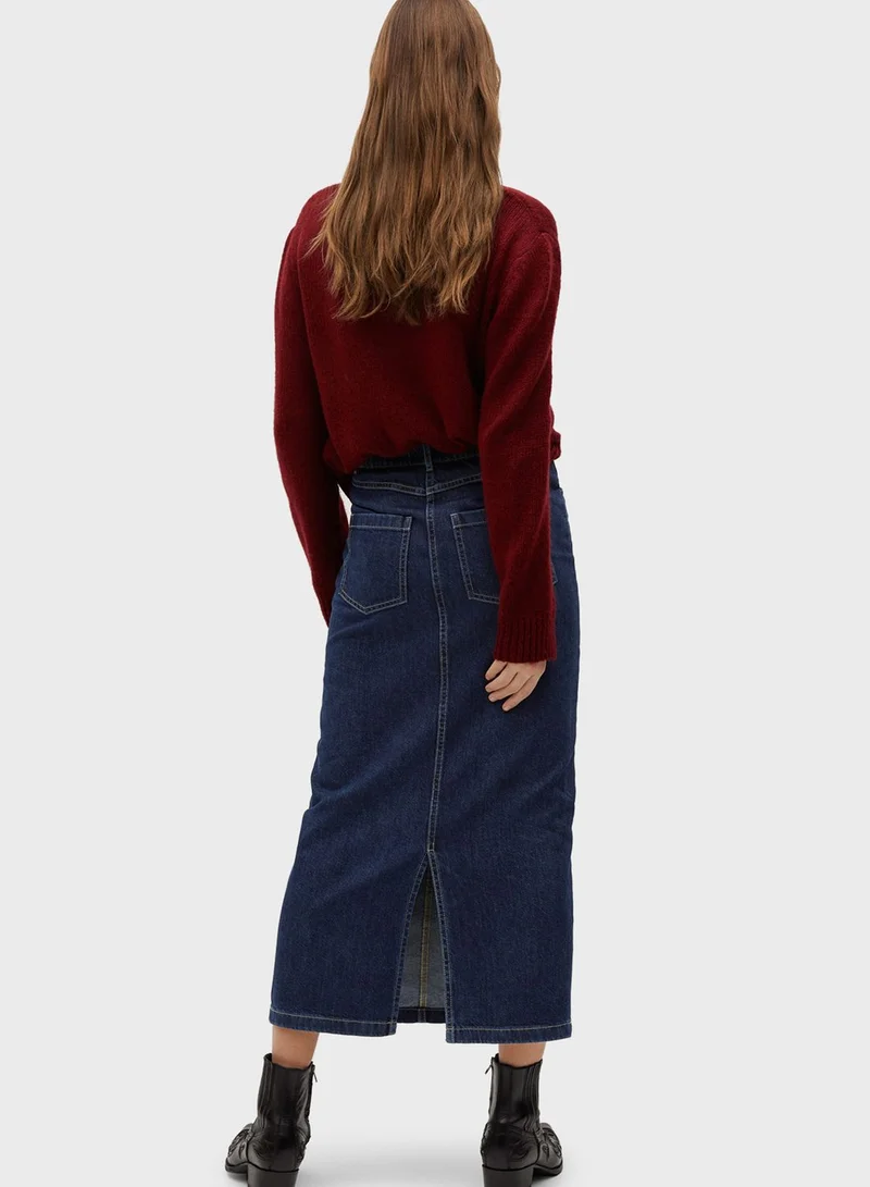 MANGO Seam Detail Denim Skirt