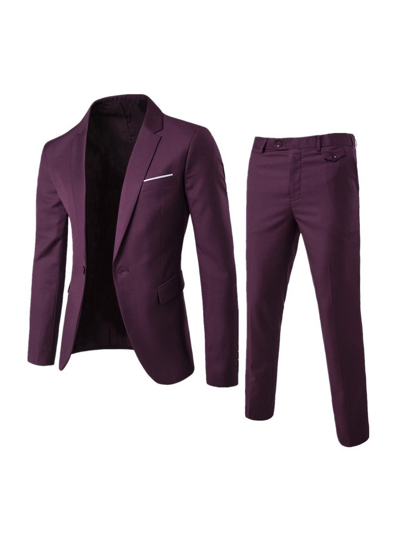 Shougu Fashionable And Versatile Business Solid Color Men's Suit Set Two-piece Set  - Image 1