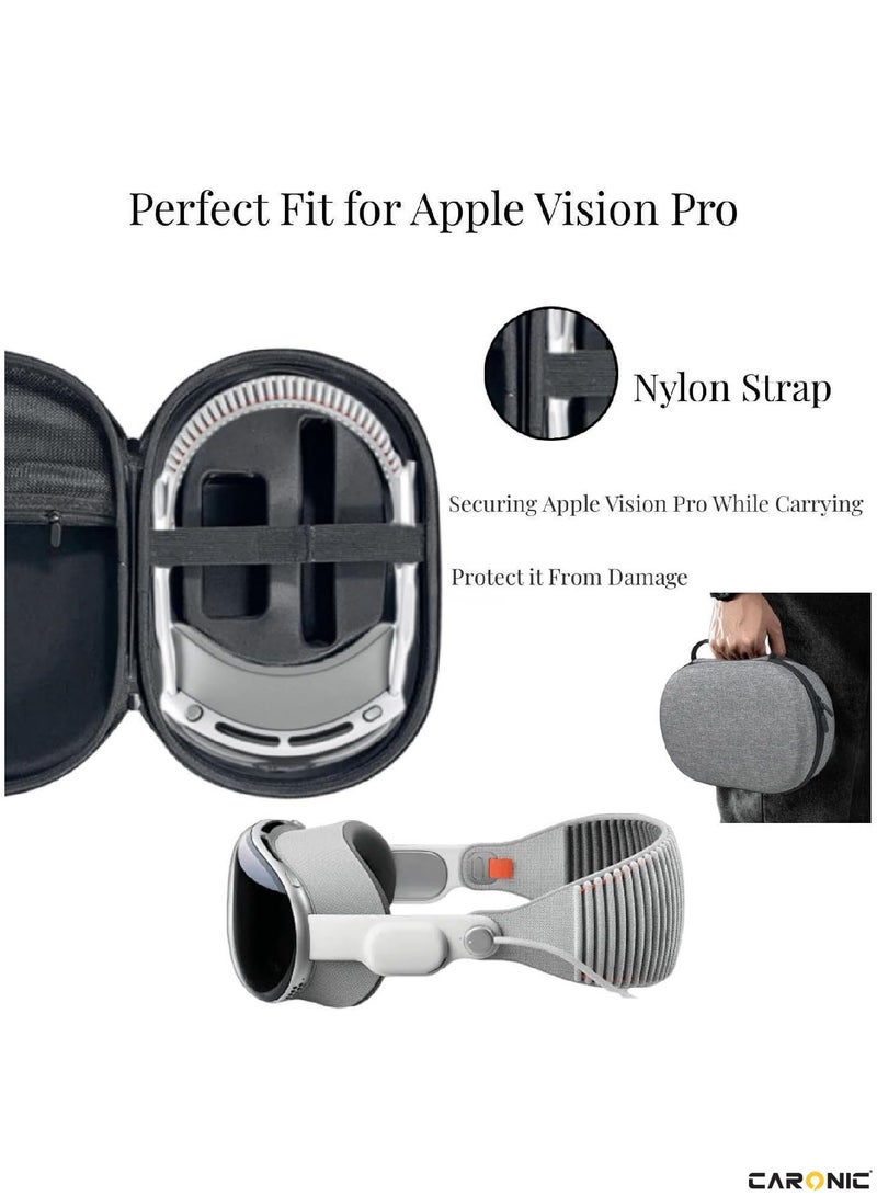 CARONIC Carrying Case For Apple Vision Pro Shockproof Travel Bag Compatible With Vision Pro Accessories Handheld Travel Case Portable Storage Bag - Image 3