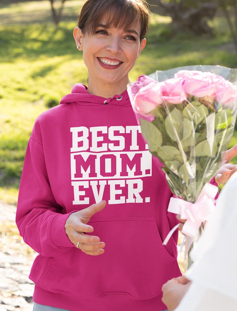 Tstars Best Mom Ever Hoodie for Women - Mothers Day Sweatshirt for Moms from Daughter - Cozy Fleece Hoodies Gift for Her Large Pink - Image 3
