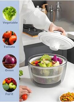 CHHQLZS Salad Spinner, Multifunction Manual Salad Spinner, Lettuce Dryer and Vegetable Washer, Draining Lettce and Vegetable with Ease for Lettuce, Fruits and Vegetables, 5L  - Image 3