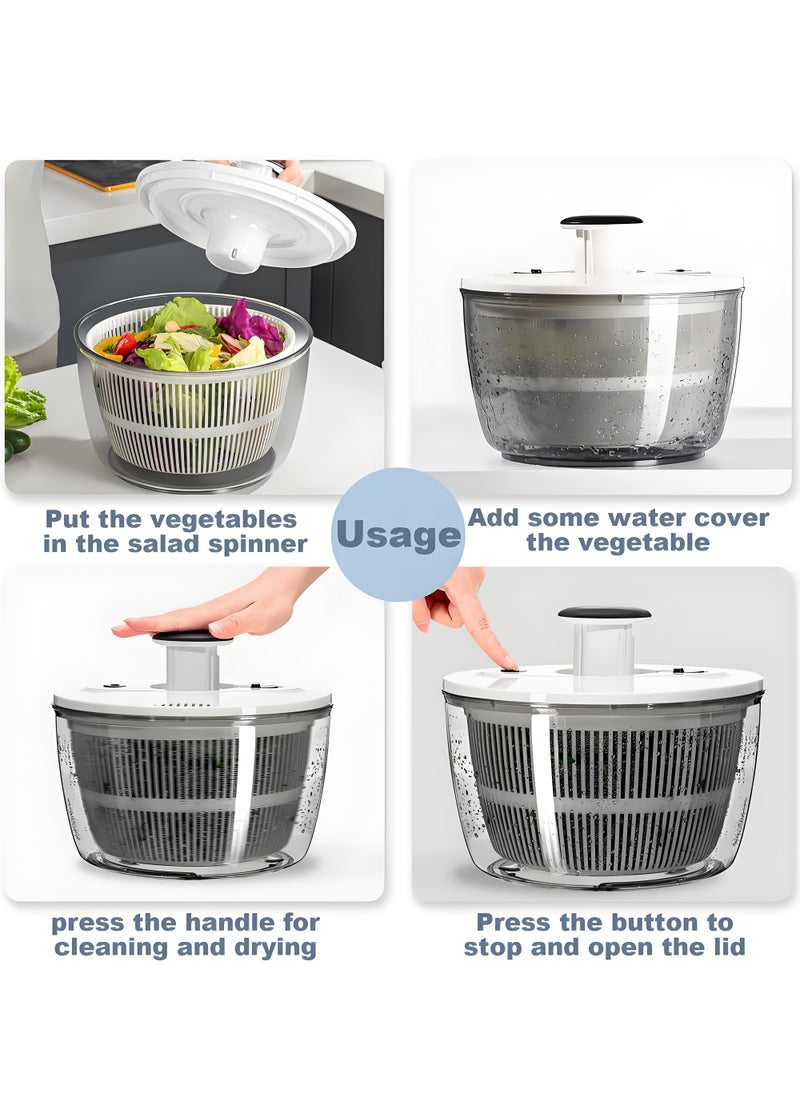CHHQLZS - Salad Spinner, Multifunction Manual Salad Spinner, Lettuce Dryer and Vegetable Washer, Draining Lettce and Vegetable with Ease for Lettuce, Fruits and Vegetables, 5L - Image 1