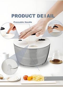 CHHQLZS Salad Spinner, Multifunction Manual Salad Spinner, Lettuce Dryer and Vegetable Washer, Draining Lettce and Vegetable with Ease for Lettuce, Fruits and Vegetables, 5L  - Image 5