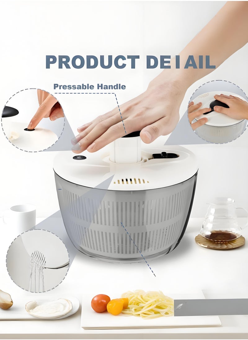 CHHQLZS - Salad Spinner, Multifunction Manual Salad Spinner, Lettuce Dryer and Vegetable Washer, Draining Lettce and Vegetable with Ease for Lettuce, Fruits and Vegetables, 5L - Image 1