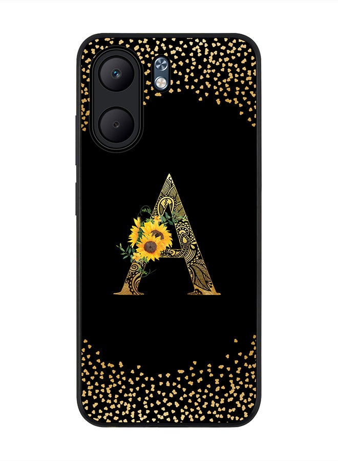 For Oppo A5x 5G / A5x 4G Case,Slim fit Camera Protection, Shockproof Thin Phone cover  - Custom Floral Monogram - A ( Black )