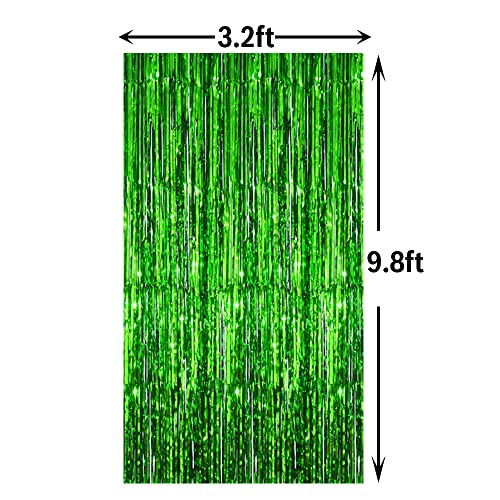 GOER 3.2 ft x 9.8 ft Metallic Tinsel Foil Fringe Curtains Party Photo Backdrop Party Streamers for St. Patrick's Day,Birthday,Graduation,New Year Eve Decorations Christmas Decor (Green,1 Pack) - Image 4