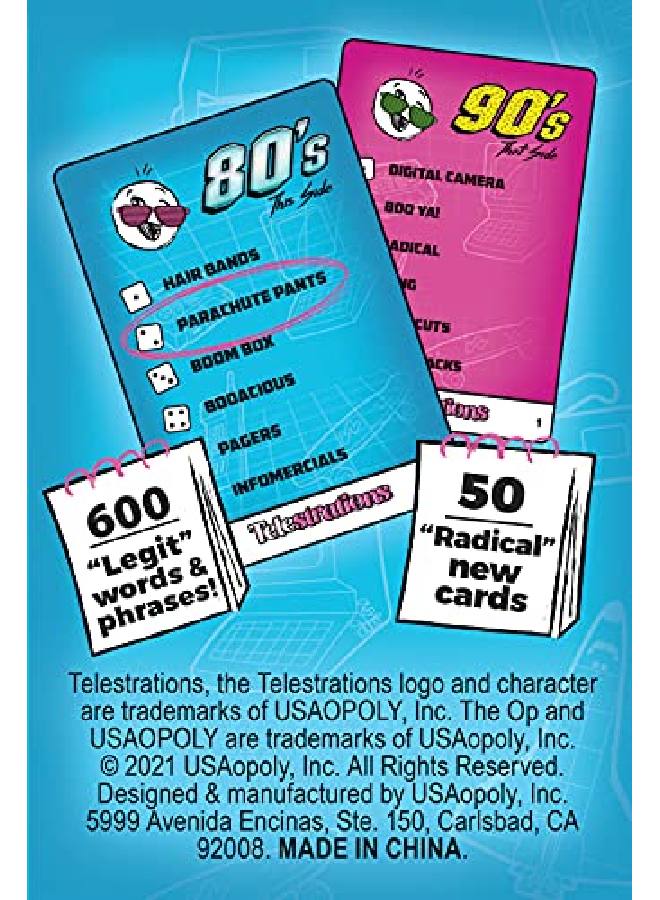 USAopoly Telestrations 80S/90S Expansion Pack ; Featuring 600 Totally Awesome Words Phrases And References ; Great New Addition To Telestrations Party Game - Image 2
