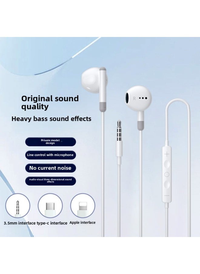 Yong Teng Wired Headset For Apple Ipad Tablet Android For Huawei Mobile Phone Wire Control Direct Plug Type-c Headset-Color:P61 White Lighting