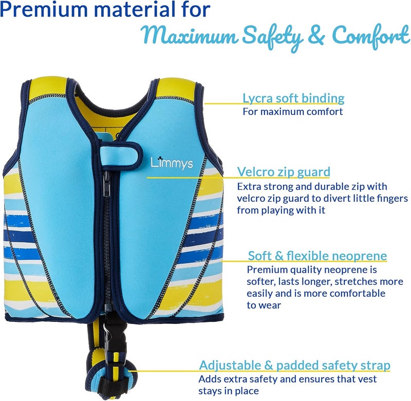 Limmys Premium Kids Swim Vest - Toddler Swim Jacket and Buoyancy Swimming Aid - Modern Design Swimming Vest for Boys, Girls and Babies - Drawstring Bag Included - Image 2