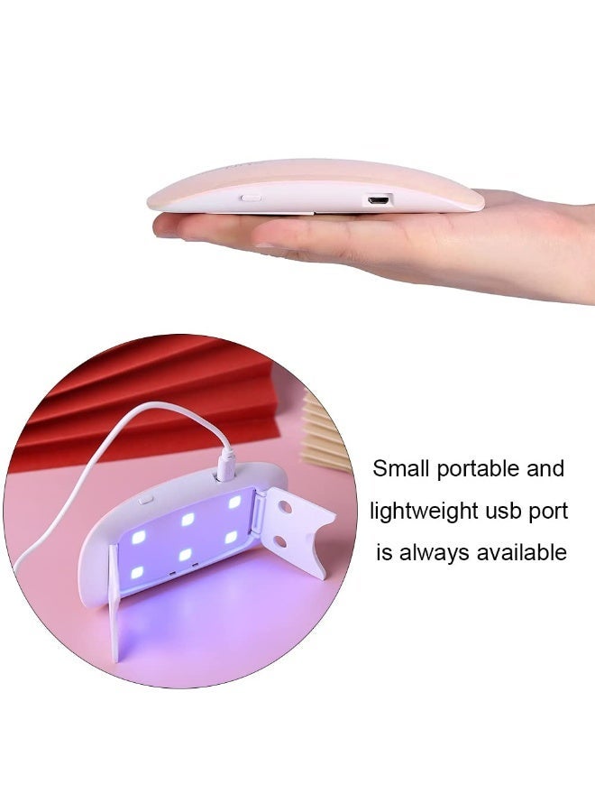 SUNmini Mini UV LED Nail Lamp for Gel Polish, 6W Portable Rechargeable Nail Dryer, Sunlight Simulation, Foldable Design, USB Powered Compact Nail Light for Travel or Home Use (Pink) - Image 5