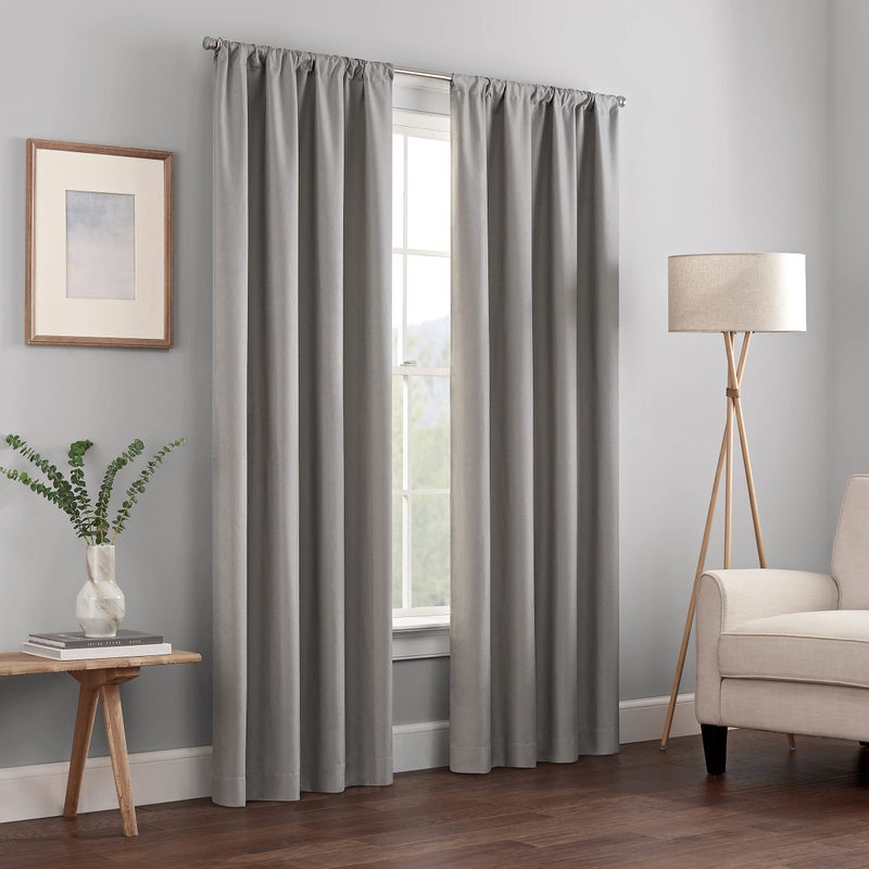 ECLIPSE Kendall Modern Blackout Thermal Rod Pocket Window Curtain for Bedroom or Living Room (1 Panel)  42"" x 95""  Grey - Image 4