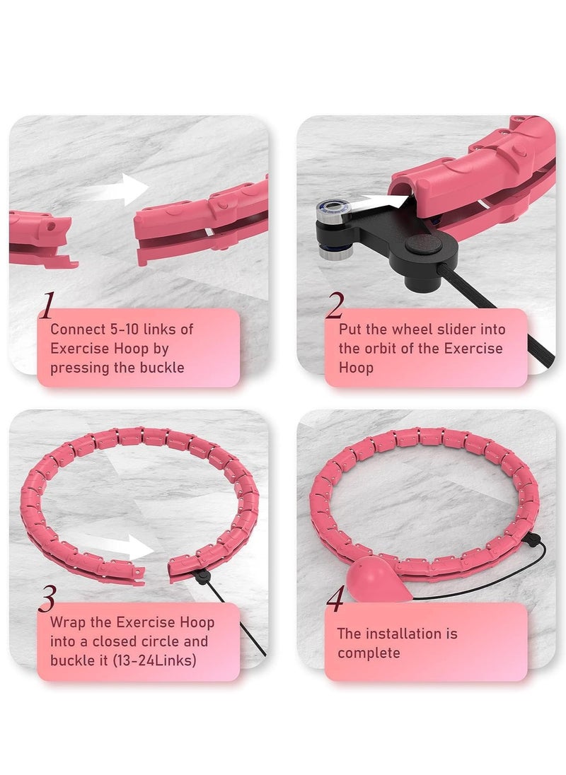 RATSAW Smart Weighted Fitness Hoops 2 in 1 Weight Loss Massage Fitness Circles 24 Section Adjustable Weighted Hula Hoop Fit Hoop with Small Ball Auto Rotate 360 Degree Suitable for Adults  - Image 2