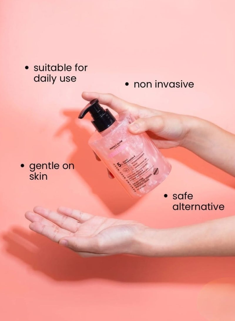 Perfect جل الاستحمام المتألق Glowwing DUO Skin Glowry - جالاكسي بينك هيكسا ببتيد + غراس غرين AHA - Image 2