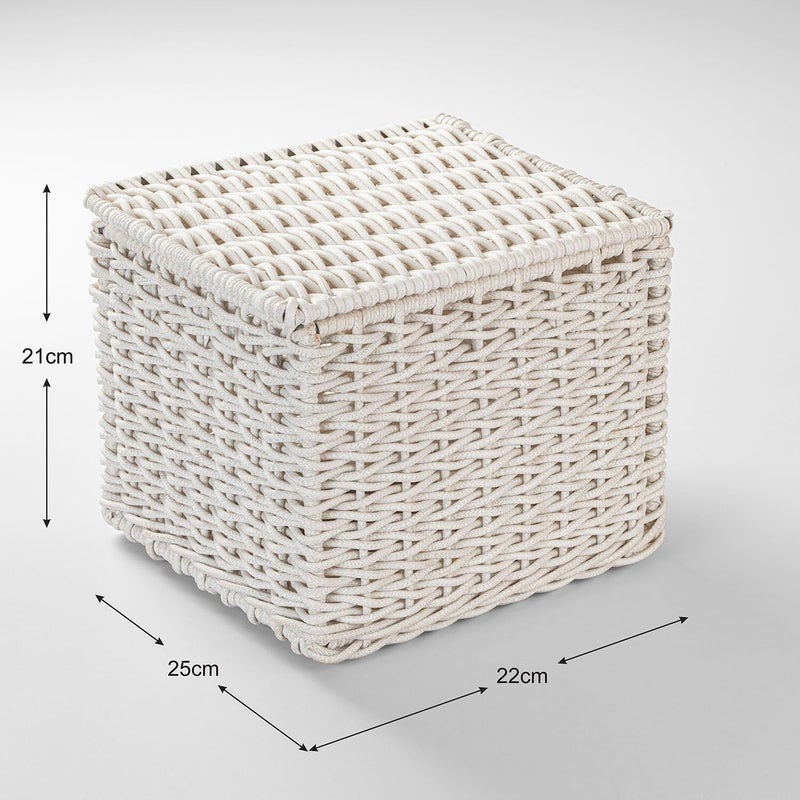 SPREAD SPAIN Waterproof Synthetic Rattan Dustbin - Premium Handwoven Waste Bin for Home, Office, Kitchen, Bathroom, Living Room & Outdoor Spaces - Off White - Image 3
