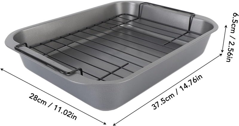 Roasting Pan Nonstick with Removable Grid, Bakeware Nonstick Steel Roaster Carbon Steel Small Roasting Pan with Rack Oven Roaster Tray for Baking Turkey, Chicken, And Veggies - Image 4