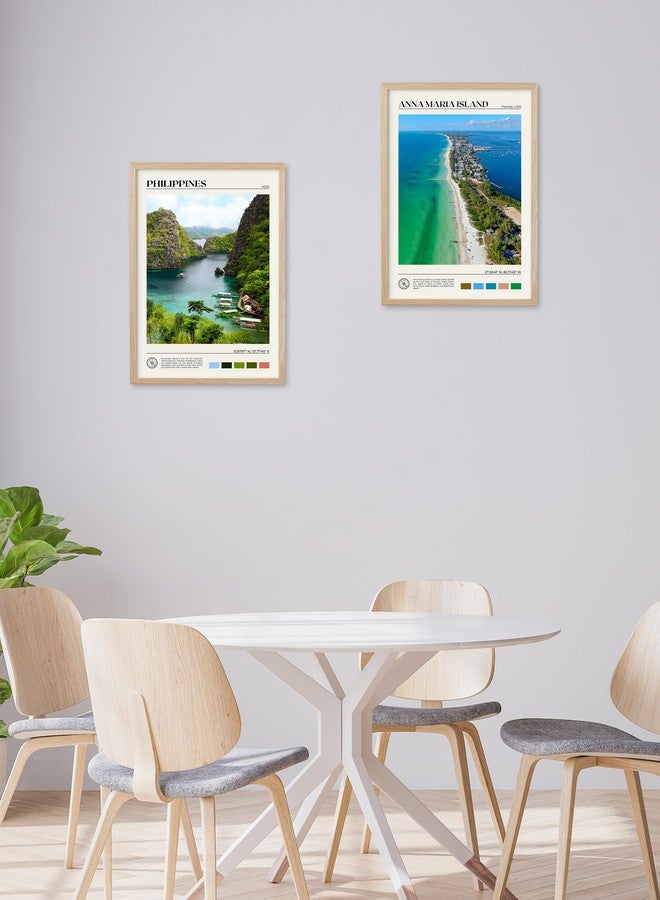 HesenDot Natural OAK Wood Framed Philippines Natural Scenery Wall Art,12x16in Busuanga Island Landscape Canvas Print,Urban Landmark Wall Decor for Living Room,Bedroom,Office Gallery,Set of 1 - Image 4