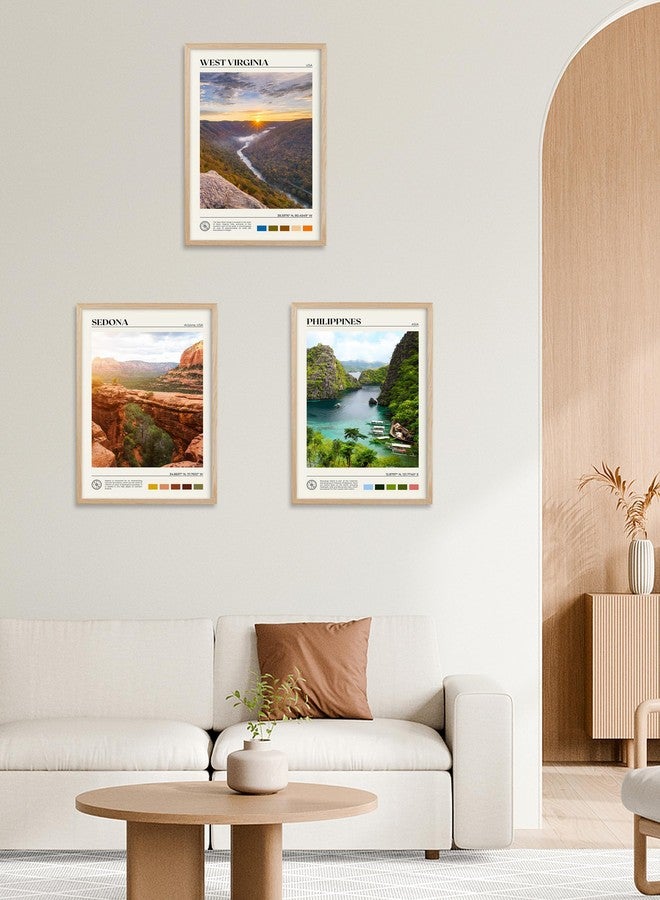 HesenDot Natural OAK Wood Framed Philippines Natural Scenery Wall Art,12x16in Busuanga Island Landscape Canvas Print,Urban Landmark Wall Decor for Living Room,Bedroom,Office Gallery,Set of 1 - Image 5