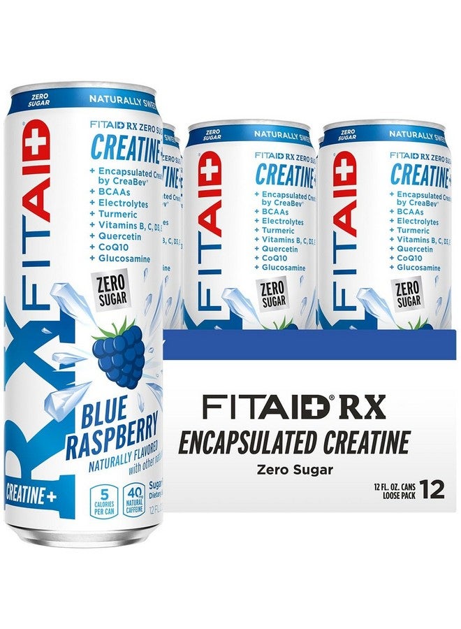 LIFEAID FITAID RX Zero Sugar, Encapsulated Creatine, Workout Recovery Drink, All-In-One Blend, BCAAs, Glucosamine, Turmeric, B-Complex, Naturally Sweetened, Blue Raspberry, 12 Fl Oz (Pack of 12) - Image 1