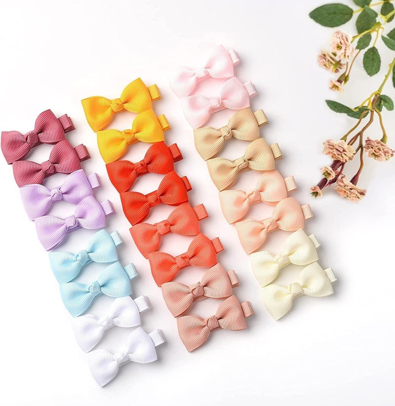 ALinmo Baby Hair Clips 60 Pieces 30 Colors in Pairs Baby Girls Fully Lined Bows Hair Pins Tiny 2" Hair Bows Alligator Clips for Girls Infants Toddlers Light - Image 4