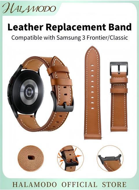 Genuine Leather Replacement Band for Samsung Galaxy Watch 3 Gear S3 Frontier/Classic Adjustable 22mm Strap with Quick Release Compatible with Galaxy Watch 5/4/Active 2 for Men & Women