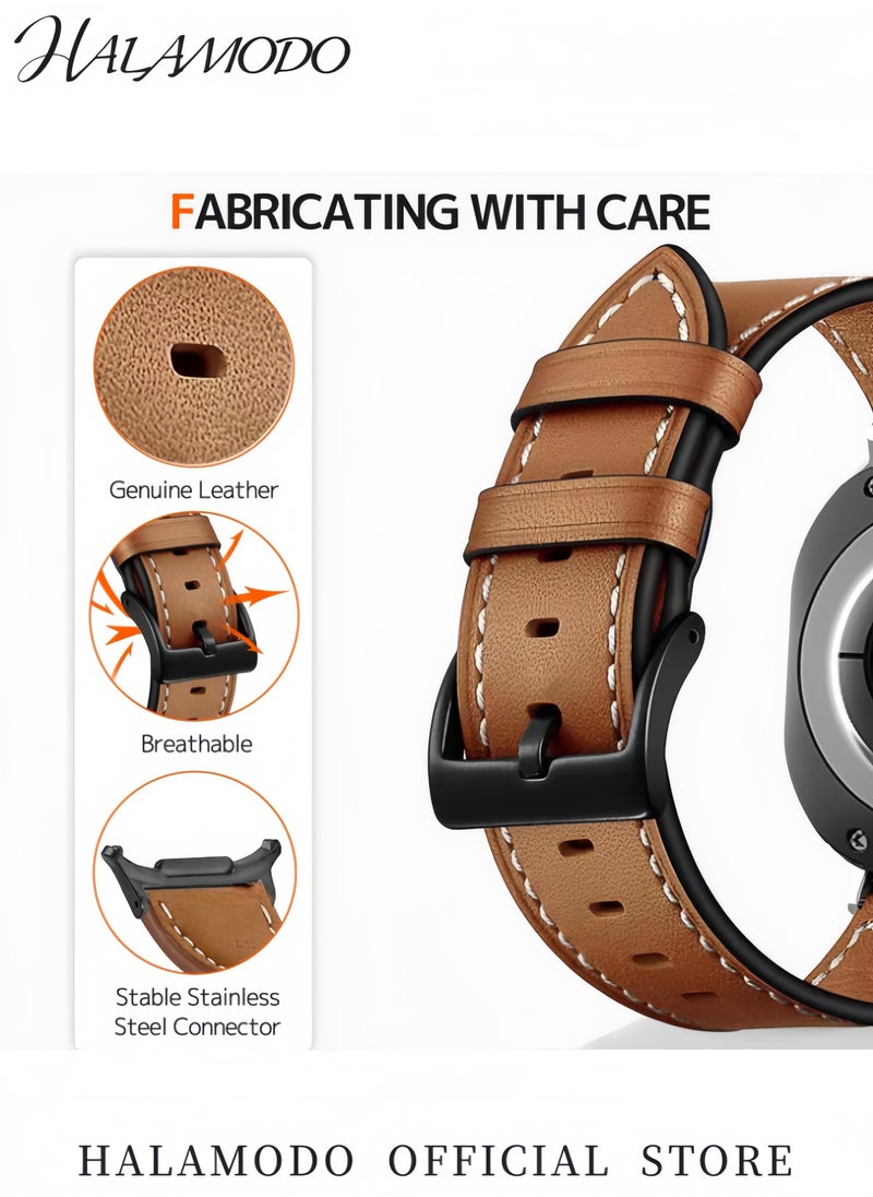 Genuine Leather Replacement Band for Samsung Galaxy Watch 3 Gear S3 Frontier/Classic Adjustable 22mm Strap with Quick Release Compatible with Galaxy Watch 5/4/Active 2 for Men & Women