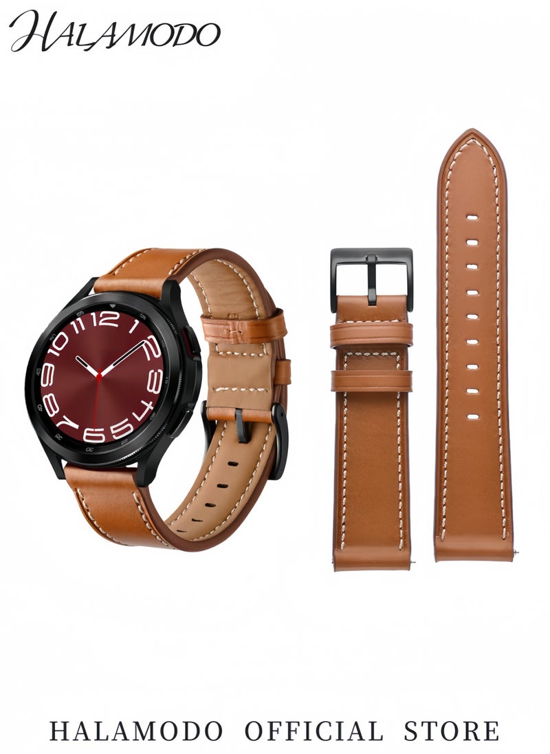 Genuine Leather Replacement Band for Samsung Galaxy Watch 3 Gear S3 Frontier/Classic Adjustable 22mm Strap with Quick Release Compatible with Galaxy Watch 5/4/Active 2 for Men & Women