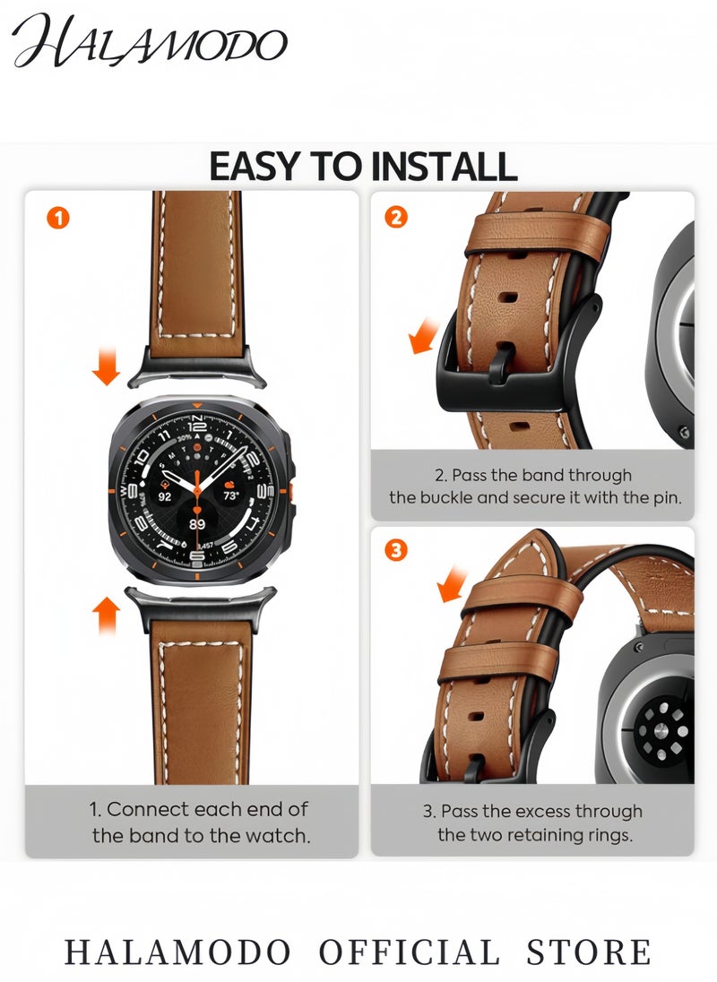 Genuine Leather Replacement Band for Samsung Galaxy Watch 3 Gear S3 Frontier/Classic Adjustable 22mm Strap with Quick Release Compatible with Galaxy Watch 5/4/Active 2 for Men & Women