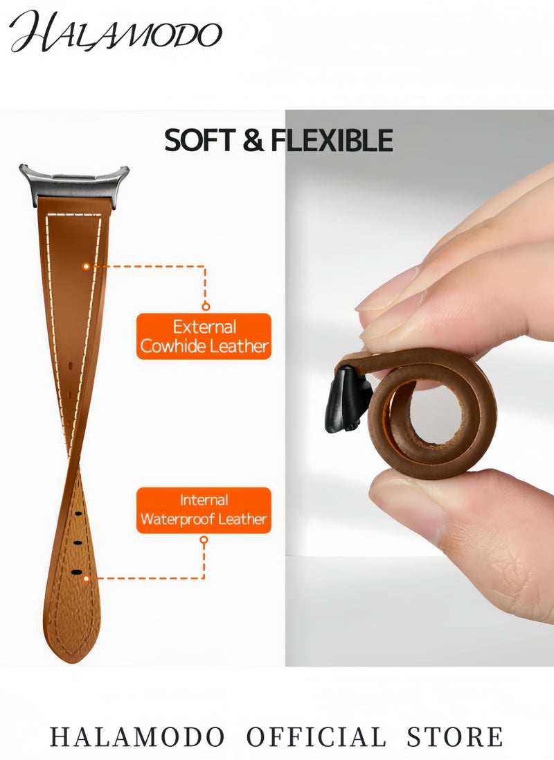 Genuine Leather Replacement Band for Samsung Galaxy Watch 3 Gear S3 Frontier/Classic Adjustable 22mm Strap with Quick Release Compatible with Galaxy Watch 5/4/Active 2 for Men & Women