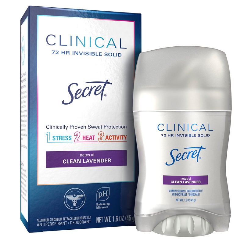 Secret Clinical Strength Antiperspirant and Deodorant Women, Lavender, 72 Hr Invisible Solid, 1.6 oz - Image 1