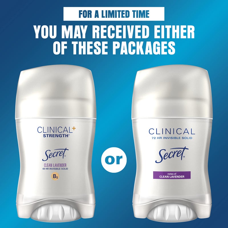 Secret Clinical Strength Antiperspirant and Deodorant Women, Lavender, 72 Hr Invisible Solid, 1.6 oz - Image 5