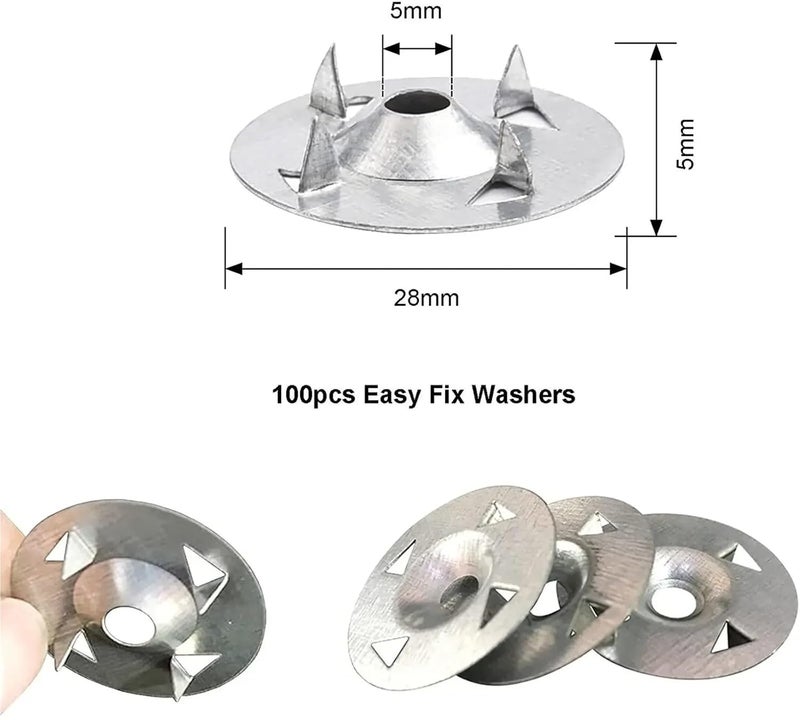 Foam Board Fasteners 28mm 4-Claw Easy Fix Washers Nail Gaskets for Gypsum Board Extruded Plate Insulation Thermoboard Fixed Backer Boards(100Pcs) - Image 2