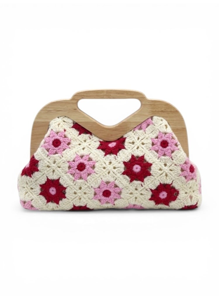 لايف ستيلاش  حقيبة يد خشب ونسيج ZS-14 - بينك - Image 2