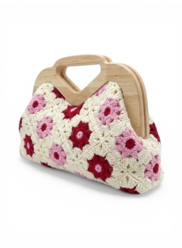 لايف ستيلاش  حقيبة يد خشب ونسيج ZS-14 - بينك - Image 4